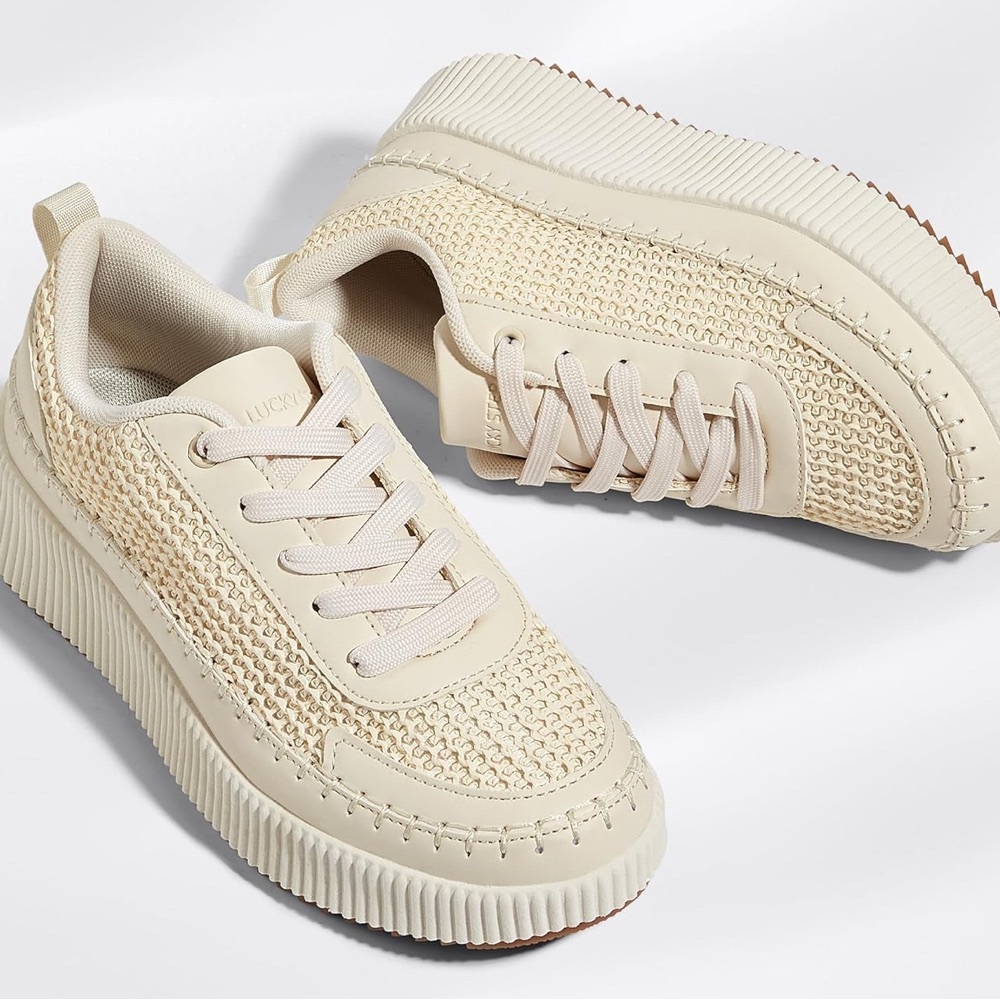 Lucky Step women’s platform sneaker with braided detail 😍 2.2in Cream beige 7